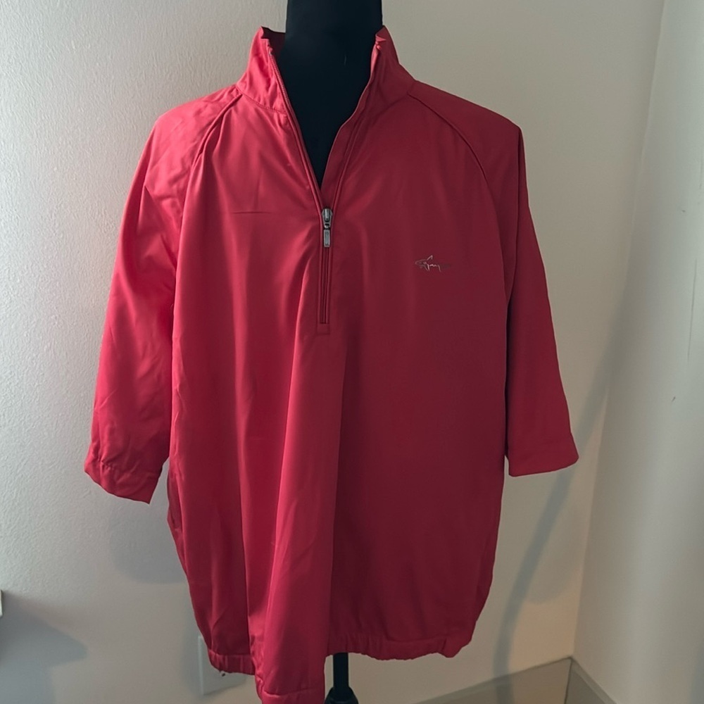 Greg Norman 1/4 zip golf short sleeve windbreaker elastic waist pullover shirt L
